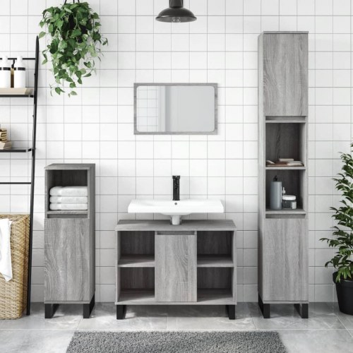 Badeværelsesskab 80 x 33 x 60 cm - grå sonoma-eg