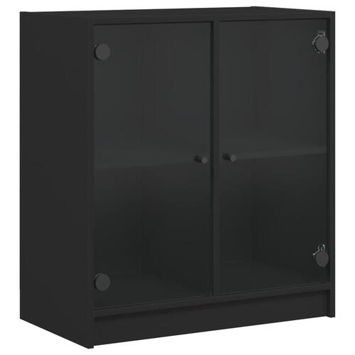 Skab med glaslåger 68x37x75,5 cm sort