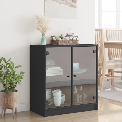 Skab med glaslåger 68x37x75,5 cm sort