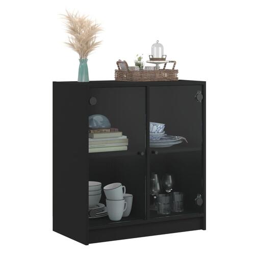 Skab med glaslåger 68x37x75,5 cm sort