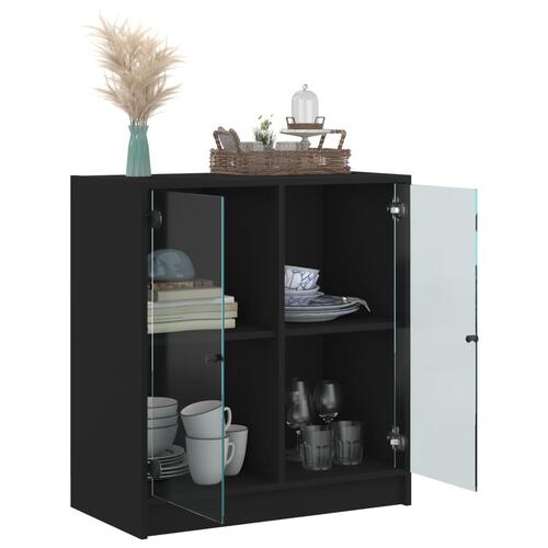 Skab med glaslåger 68x37x75,5 cm sort