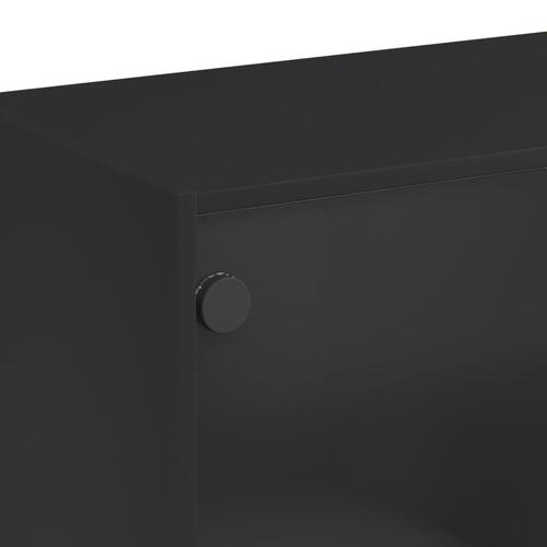 Skab med glaslåger 68x37x75,5 cm sort