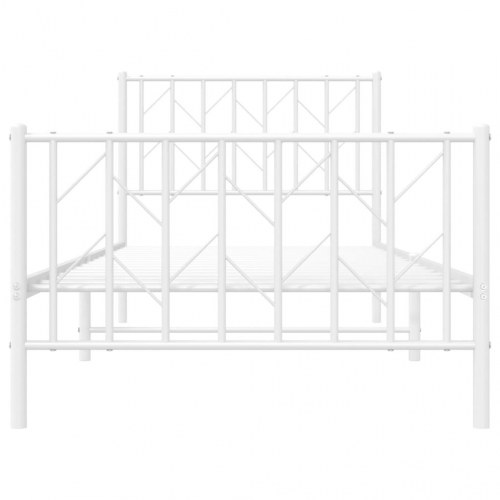 Sengeramme 90x200 cm med gavl og fodgærde - metal, hvid