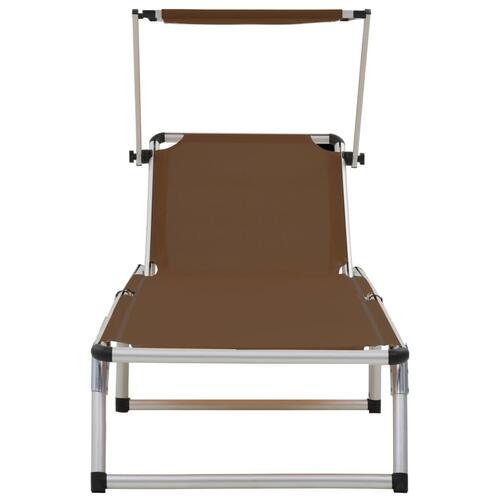 Foldbar liggestol med tag aluminium og textilene brun