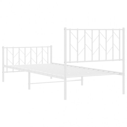 Sengeramme 90x200 cm med gavl og fodgærde - metal, hvid