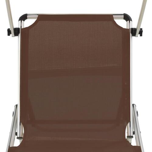 Foldbar liggestol med tag aluminium og textilene brun