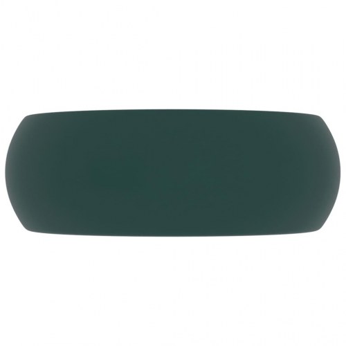 Rund håndvask i keramik 40 × 15 cm - mat mørkegrøn