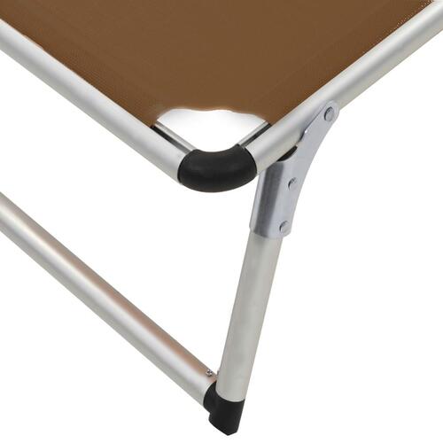 Foldbar liggestol med tag aluminium og textilene brun