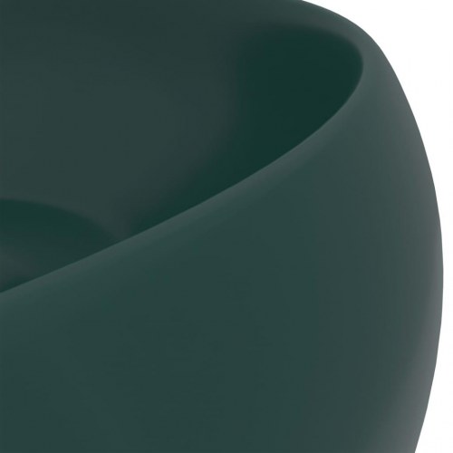 Rund håndvask i keramik 40 × 15 cm - mat mørkegrøn