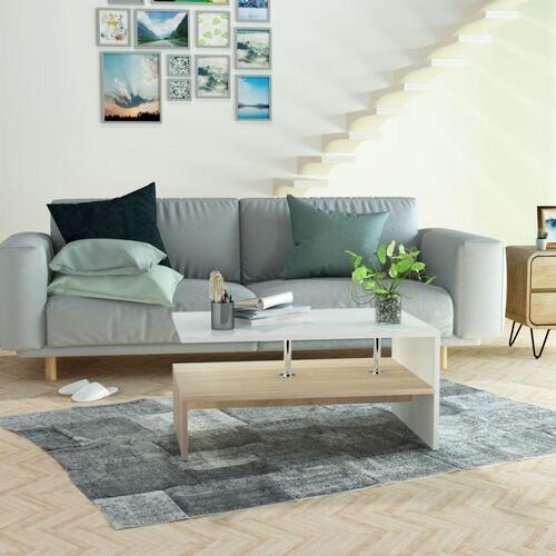Sofabord spånplade 90 x 59 x 42 cm egetræ og hvid