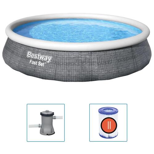 Bestway oppusteligt poolsæt med pumpe Fast Set 396x84 cm