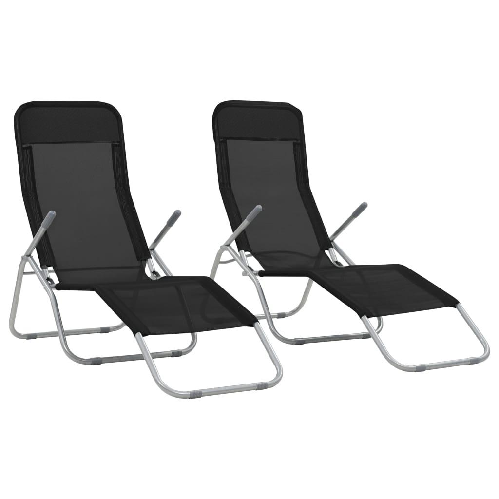 Foldbare liggestole 2 stk. textilene sort