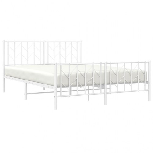 Sengeramme med sengegavl og fodgærde 150 x 200 cm - hvid