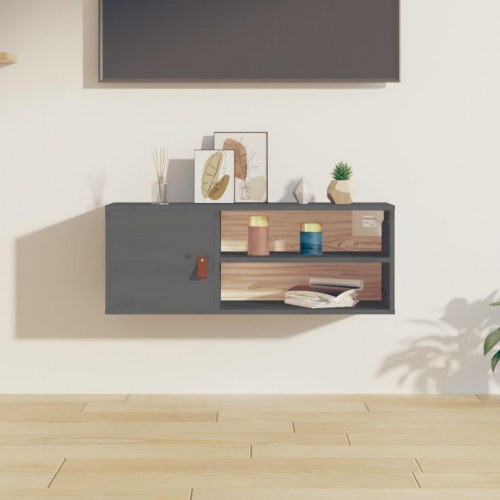 Vægskab 80 x 30 x 30 cm i massivt fyrretræ - grå