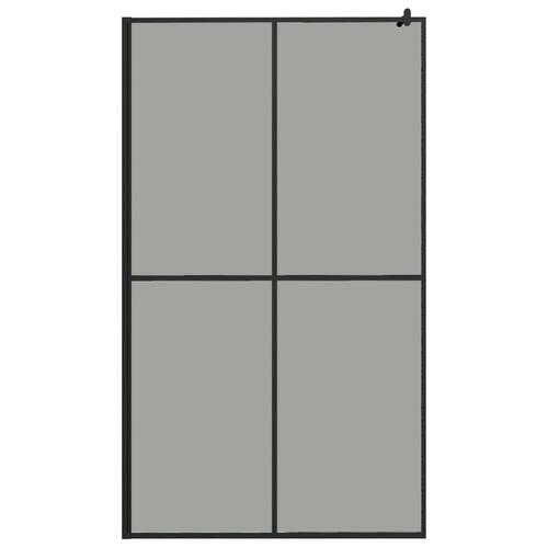 Brusevæg med hylde 118x190 cm sikkerhedsglas og aluminium sort