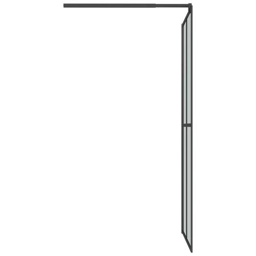 Brusevæg med hylde 118x190 cm sikkerhedsglas og aluminium sort