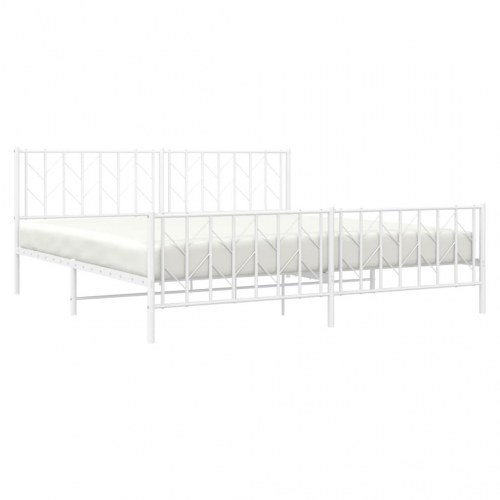 Sengeramme med sengegavl og fodgærde 193 x 203 cm - hvid