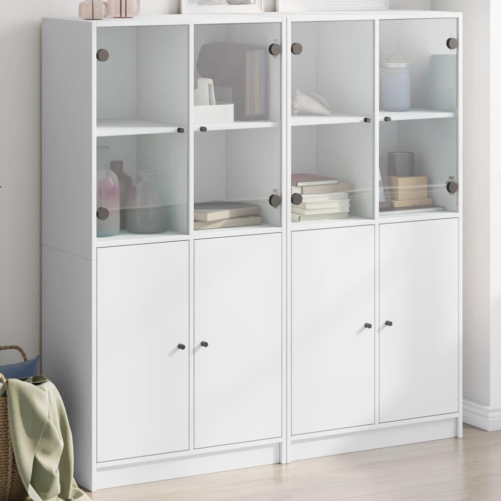 Bogreol Med Låger 136X37X142 Cm Konstrueret Træ - 136 cm / Hvid