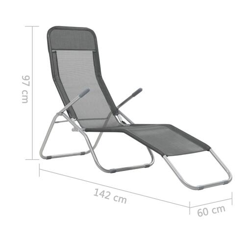 Foldbare liggestole 2 stk. textilene antracitgrå