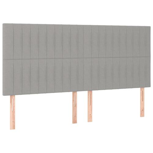 Sengegavl med LED-lys 200x5x118/128 cm stof lysegrå