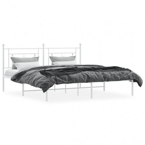 Sengeramme med sengegavl 183 x 213 cm - metal, hvid