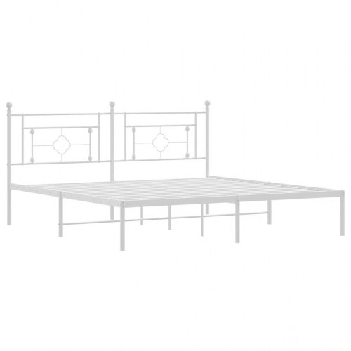 Sengeramme med sengegavl 183 x 213 cm - metal, hvid