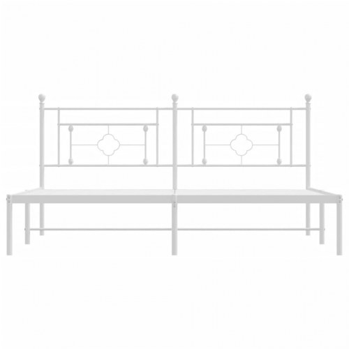 Sengeramme med sengegavl 183 x 213 cm - metal, hvid
