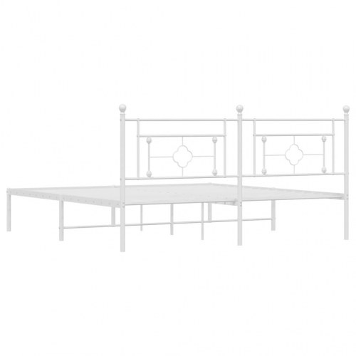 Sengeramme med sengegavl 183 x 213 cm - metal, hvid