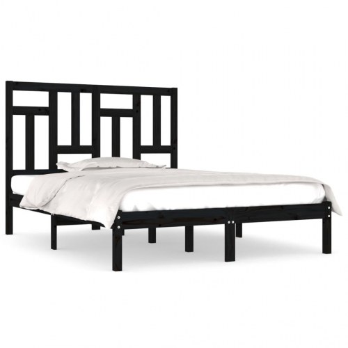 Sengestel 200x200 cm massivt fyrretræ sort