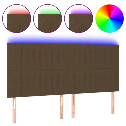Sengegavl med LED-lys 200 x 5 x 118/128 cm - mørkebrun