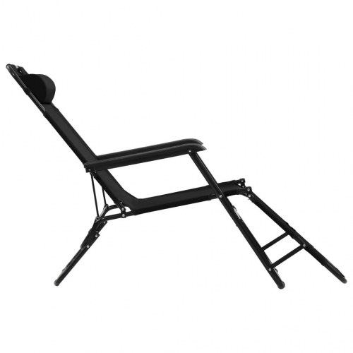 Foldbare liggestole med fodstøtte - 2 stk., stål/600D polyester, sort