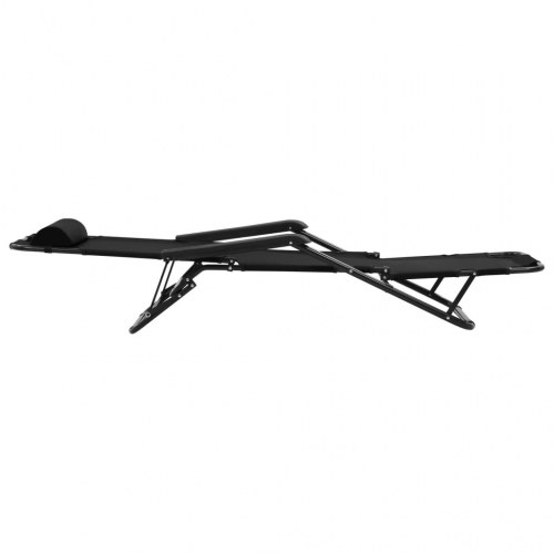 Foldbare liggestole med fodstøtte - 2 stk., stål/600D polyester, sort