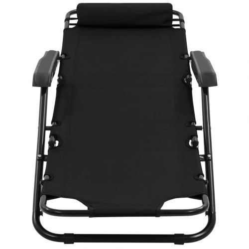 Foldbare liggestole med fodstøtte - 2 stk., stål/600D polyester, sort
