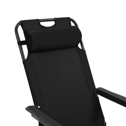 Foldbare liggestole med fodstøtte - 2 stk., stål/600D polyester, sort