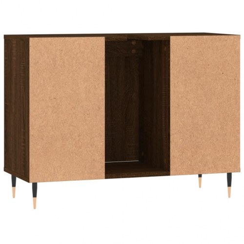 Badeværelsesskab 80x33x60 cm konstrueret træ brun egetræsfarve