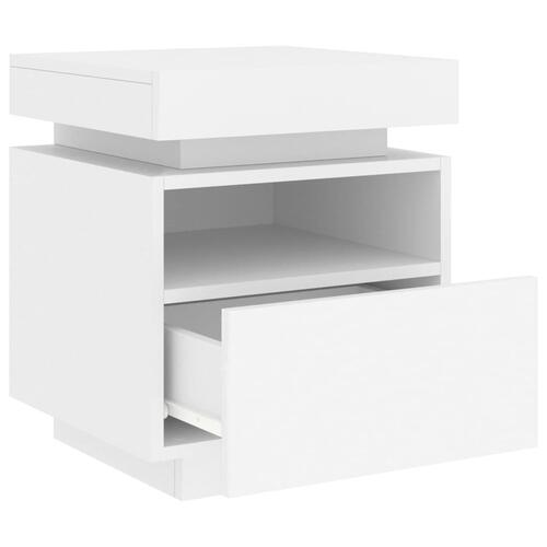 Sengeborde 2 stk. med LED-lys 40x39x48,5 cm hvid