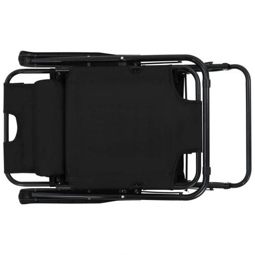 Foldbare liggestole med fodstøtte - 2 stk., stål/600D polyester, sort