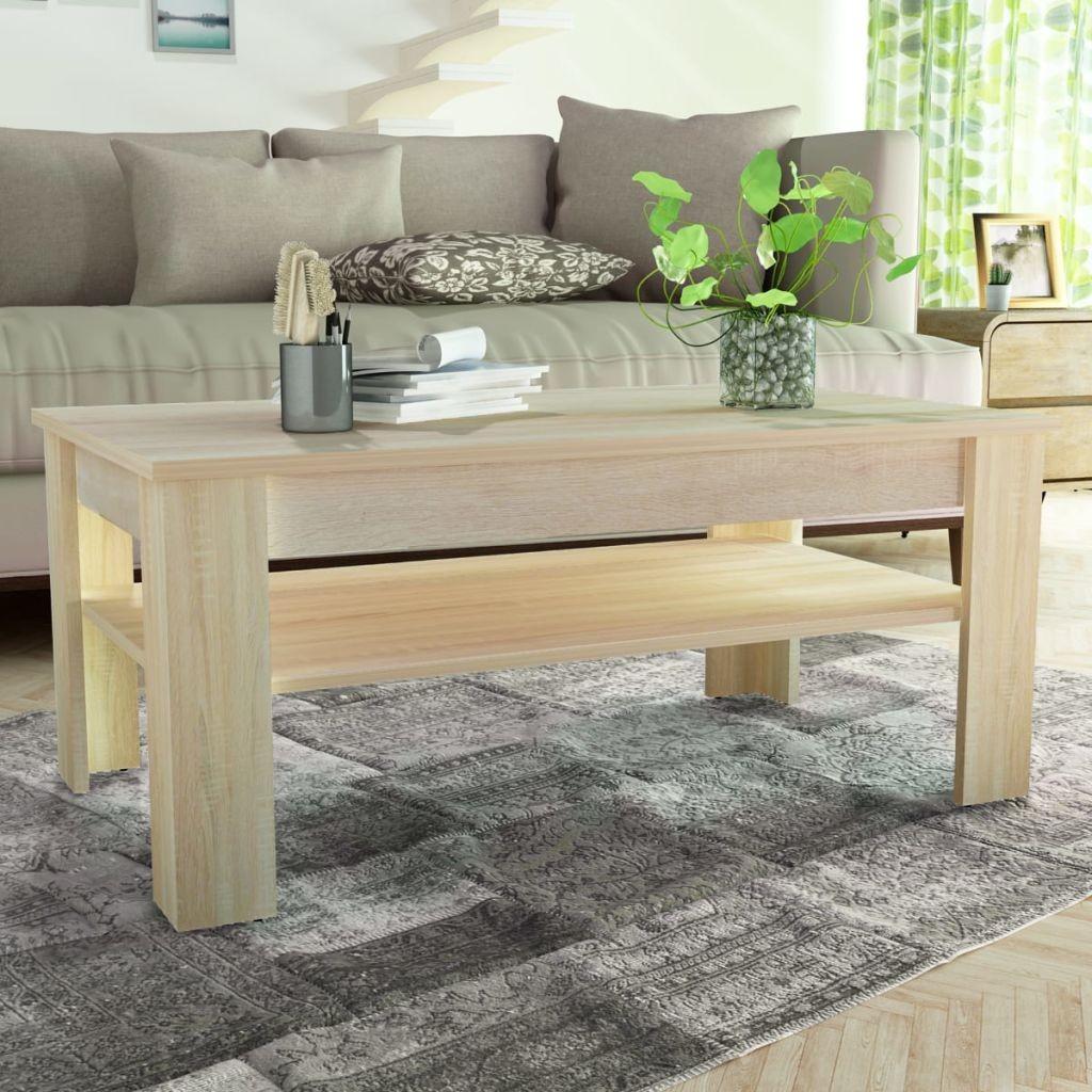Sofabord spånplade 110 x 65 x 48 cm egetræ