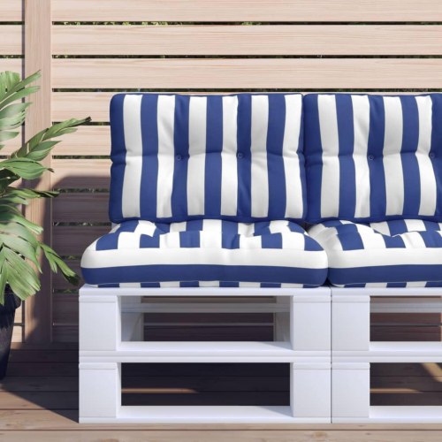 Pallehynde 50 × 40 × 12 cm - stribet blå/hvid i stof