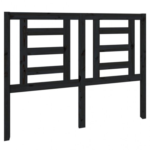 Sengegavl 126×4×100 cm i massivt fyrretræ - sort lameldesign