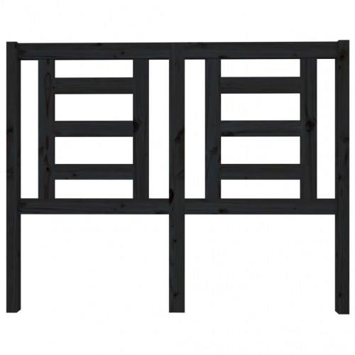 Sengegavl 126×4×100 cm i massivt fyrretræ - sort lameldesign