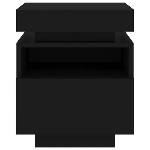 Sengeborde 2 stk. med LED-lys 40x39x48,5 cm sort