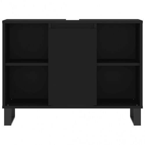 Badeværelsesskab 80x33x60 cm konstrueret træ sort