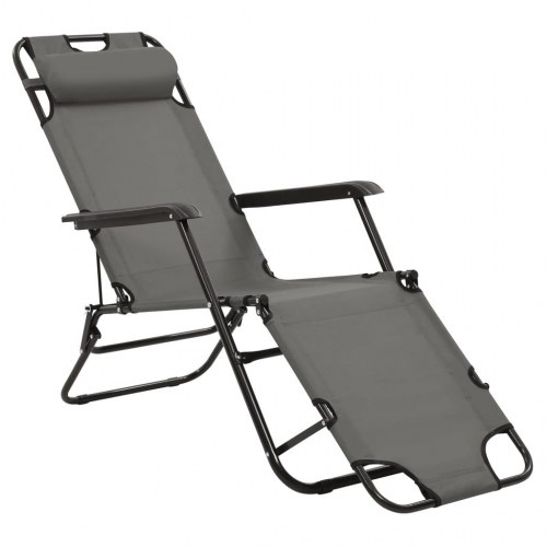 Foldbare liggestole 2 stk. med fodstøtter stål grey