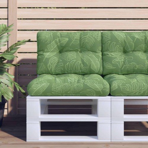 Pallehynde 50 × 40 × 12 cm i stof - grøn med bladmønster