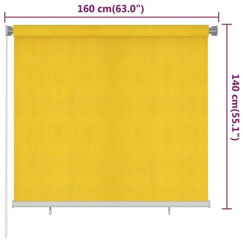Udendørs rullegardin 160x140 cm HDPE gul