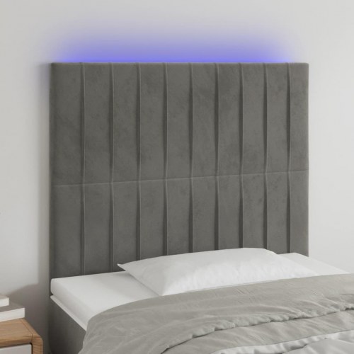 Sengegavl med LED-lys 90 x 5 x 118/128 cm - lysegrå