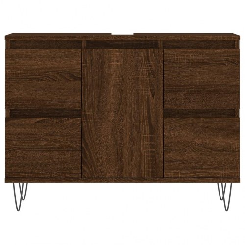 Badeværelsesskab 80x33x60 cm konstrueret træ brun egetræsfarve
