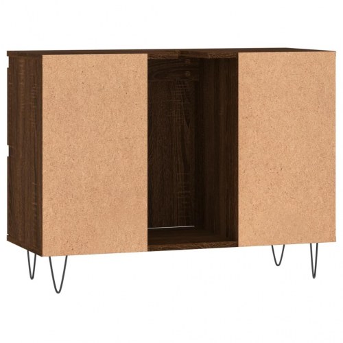 Badeværelsesskab 80x33x60 cm konstrueret træ brun egetræsfarve