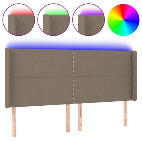 Sengegavl med LED-lys 183 x 16 x 118/128 cm - gråbrun